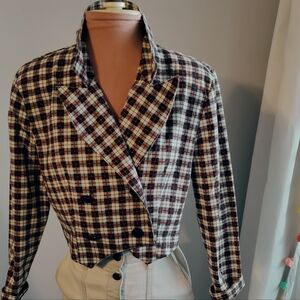 plaid cropped checks double breast bolero blazer  academia coquette cosplay  SM